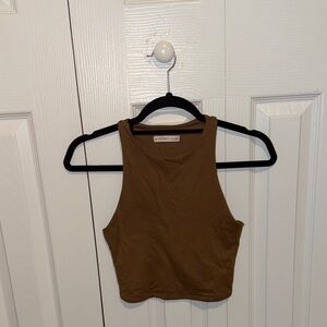 Light Brown High Neck Crop Top